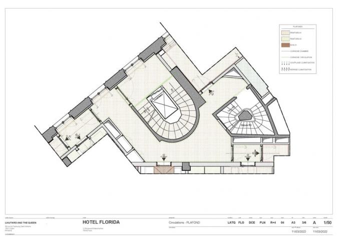 Plan de plafond des circulations R+4 