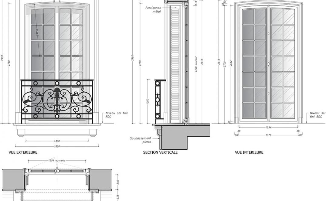 modification des façades extérieures et des aménagements intérieurs d’un hôtel particulier